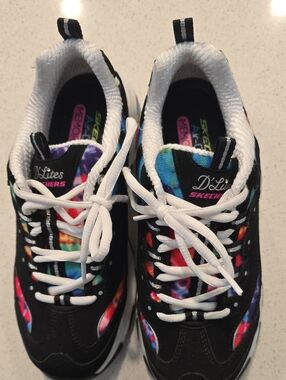 Skechers D'Lites Womens Black Multi Color Athletic Sneakers